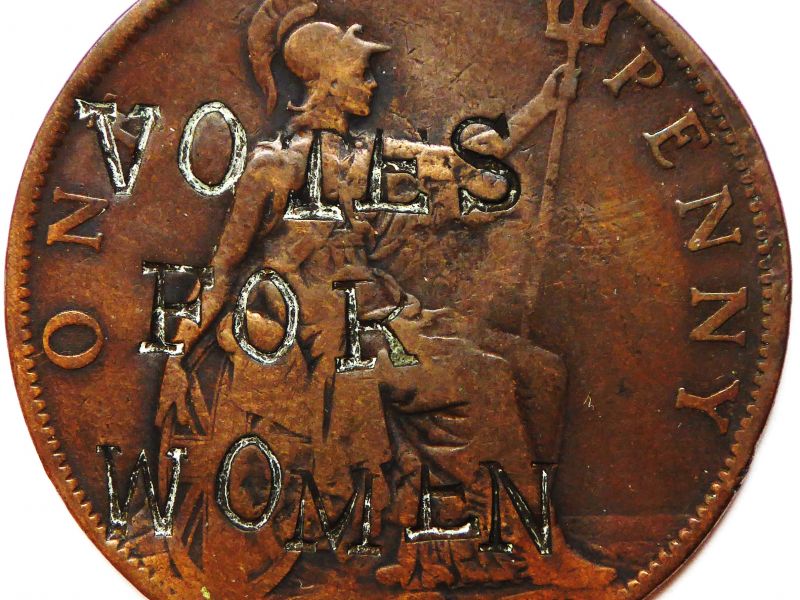 Votes for Women countermarked penny